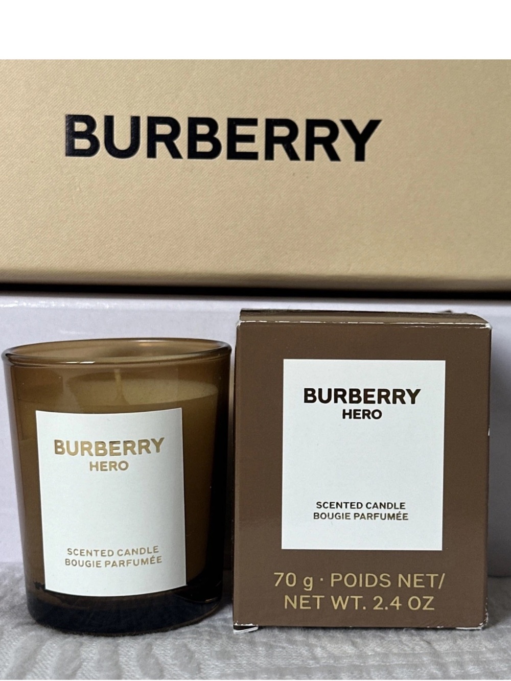 Burberry Hero Scented Candle - Brown and Cream